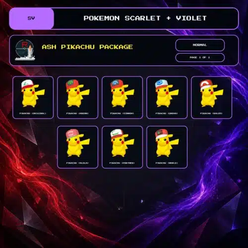 Ash Pikachu Package, Normal box view for Pokemon Scarlet and Violet.
