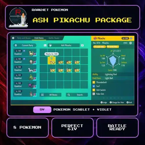Ash Pikachu Package for Pokemon Scarlet and Violet.