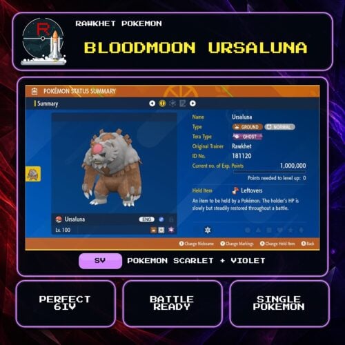 Bloodmoon Ursaluna for Pokemon Scarlet and Violet.