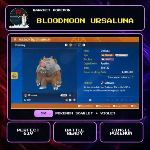 Bloodmoon Ursaluna for Pokemon Scarlet and Violet.