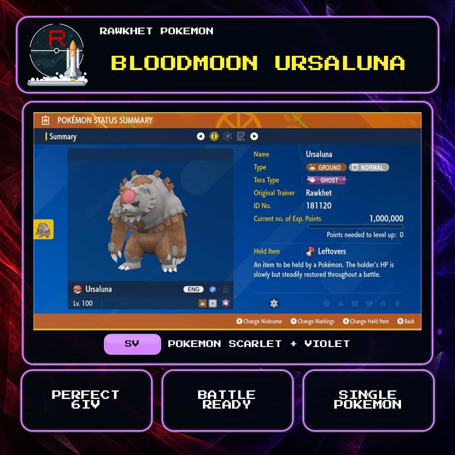 Bloodmoon Ursaluna for Pokemon Scarlet and Violet Bloodmoon Ursaluna for Pokemon Scarlet and Violet.
