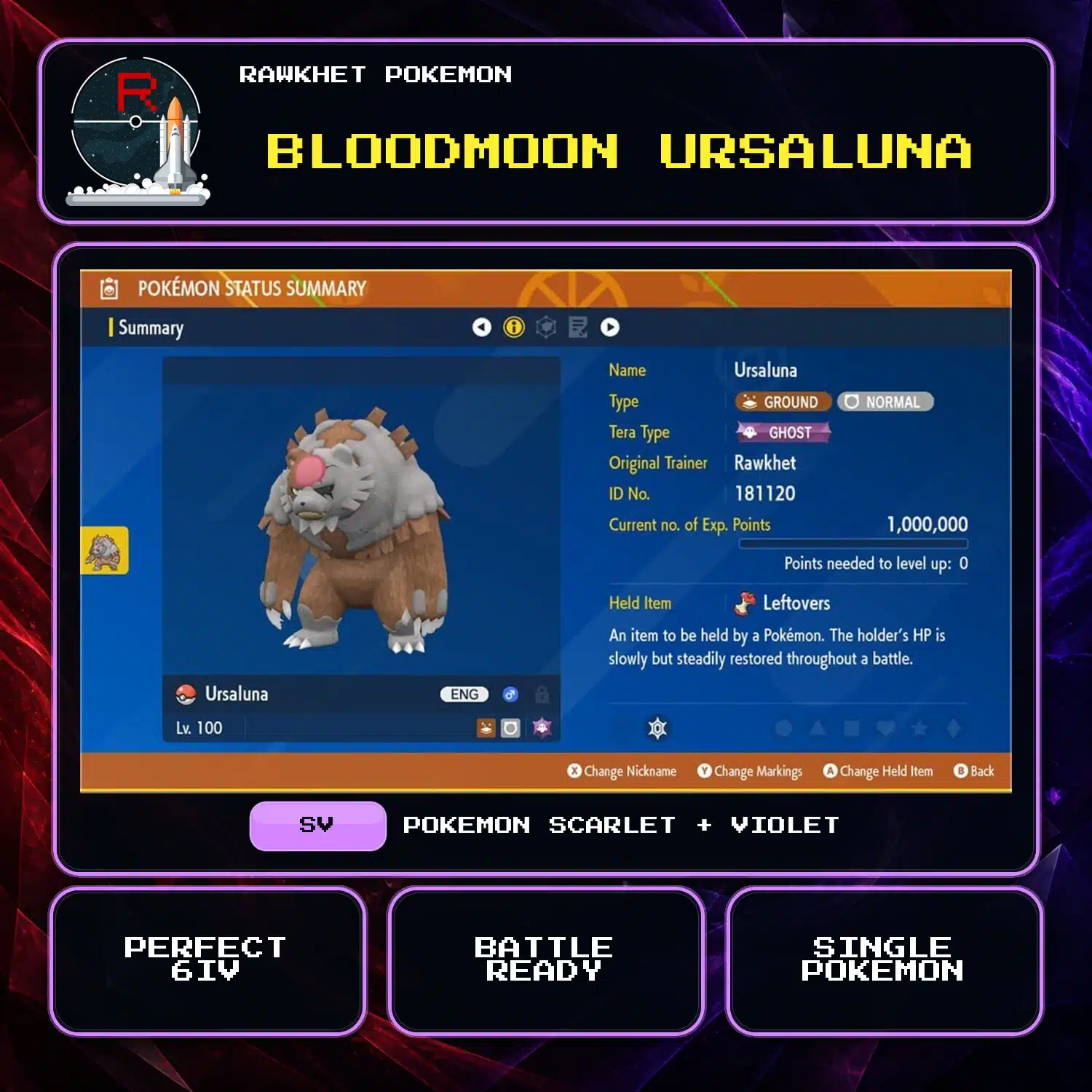 Bloodmoon Ursaluna for Pokemon Scarlet and Violet Bloodmoon Ursaluna for Pokemon Scarlet and Violet.