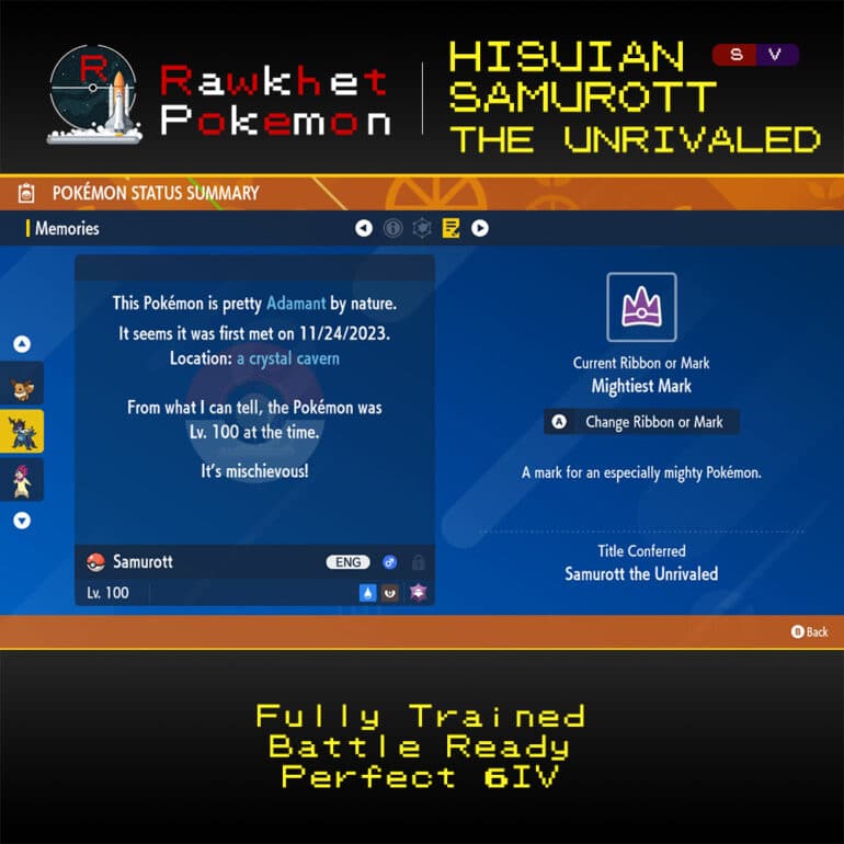 SV Hisuian Samurott the Unrivaled - Met