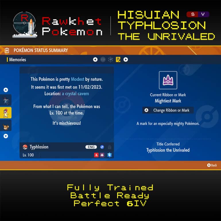 SV Hisuian Typhlosion the Unrivaled - Met