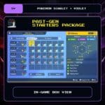 Past-Gen Starters Package in-game box view for Pokemon Scarlet and Violet.