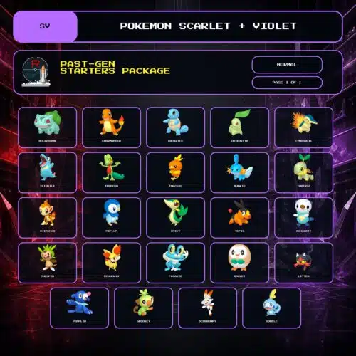 Past-Gen Starters Package, Normal box view for Pokemon Scarlet and Violet.