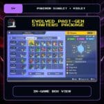 Evolved Past-Gen Starters Package in-game box view for Pokemon Scarlet and Violet.