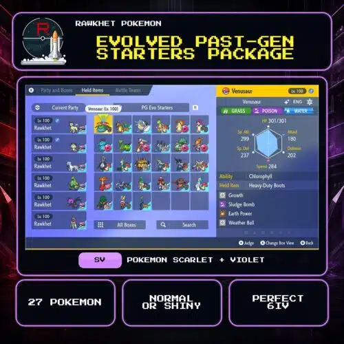 Evolved Past-Gen Starters Package for Pokemon Scarlet and Violet.