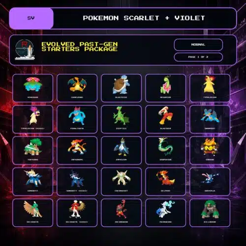 Evolved Past-Gen Starters Package, Normal box view for Pokemon Scarlet and Violet.