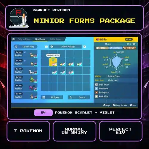 Minior Forms Package for Pokemon Scarlet and Violet.