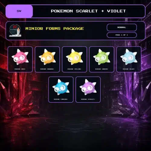 Minior Forms Package, Normal box view for Pokemon Scarlet and Violet.