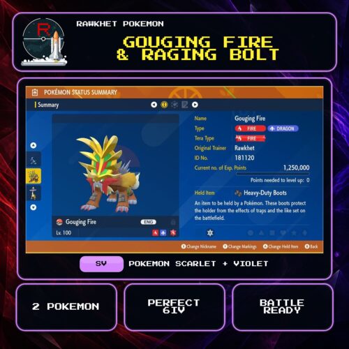 Gouging Fire & Raging Bolt for Pokemon Scarlet and Violet.