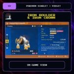 Iron Boulder & Iron Crown in-game view for Pokemon Scarlet and Violet.