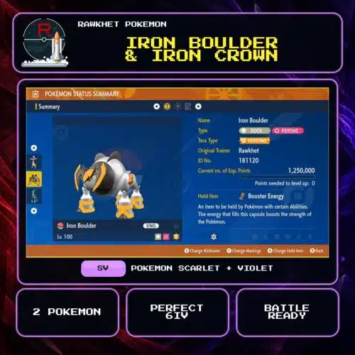 Iron Boulder & Iron Crown for Pokemon Scarlet and Violet.