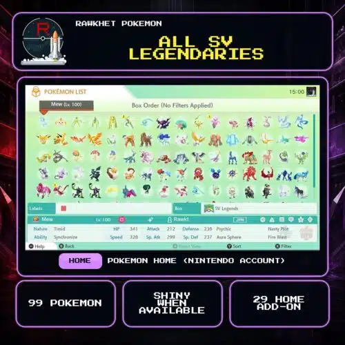 All SV Legendaries for Pokemon HOME using a Nintendo Account.