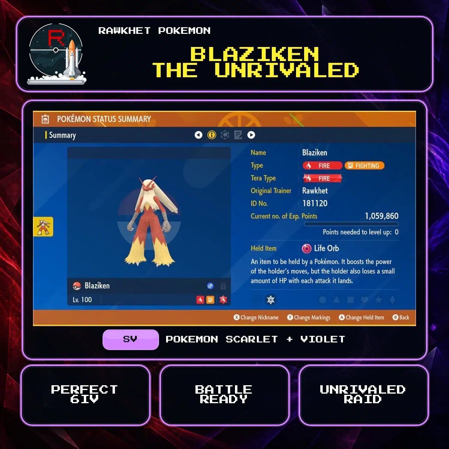 Blaziken the Unrivaled for Pokemon Scarlet and Violet Blaziken the Unrivaled for Pokemon Scarlet and Violet.