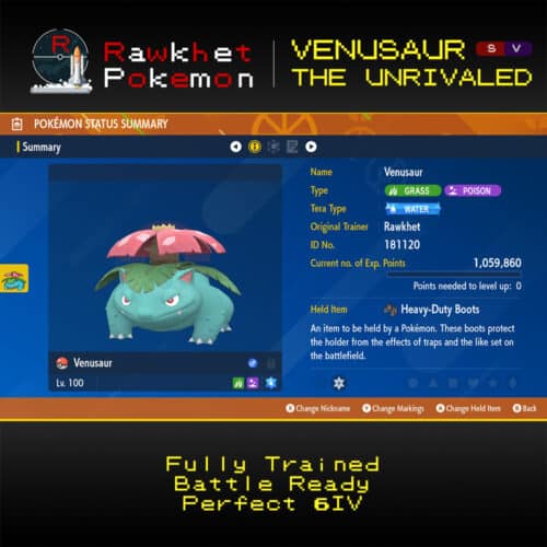 SV Venusaur the Unrivaled - Summary