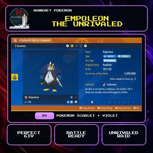 Empoleon the Unrivaled for Pokemon Scarlet and Violet.