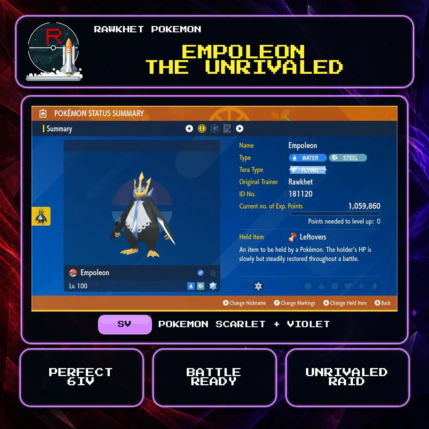 Empoleon the Unrivaled for Pokemon Scarlet and Violet Empoleon the Unrivaled for Pokemon Scarlet and Violet.