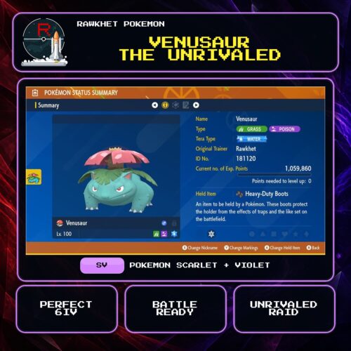 Venusaur the Unrivaled for Pokemon Scarlet and Violet.