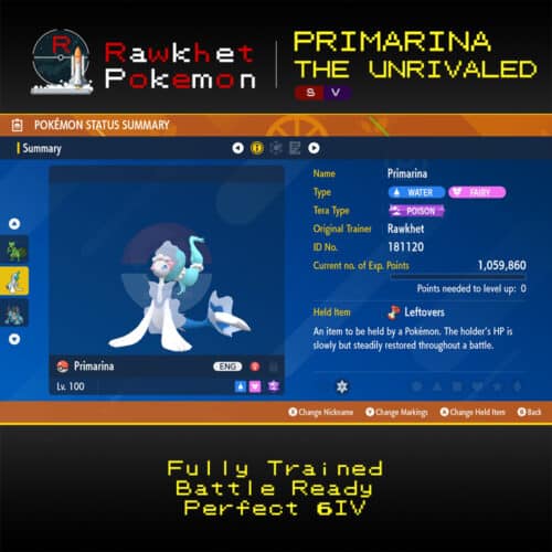 SV Primarina the Unrivaled - Summary