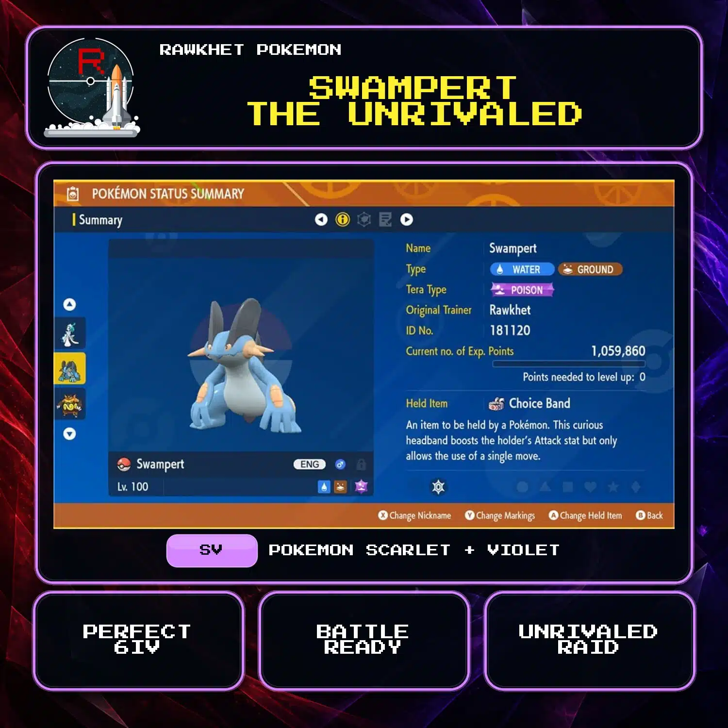 Swampert the Unrivaled for Pokemon Scarlet and Violet Swampert the Unrivaled for Pokemon Scarlet and Violet.