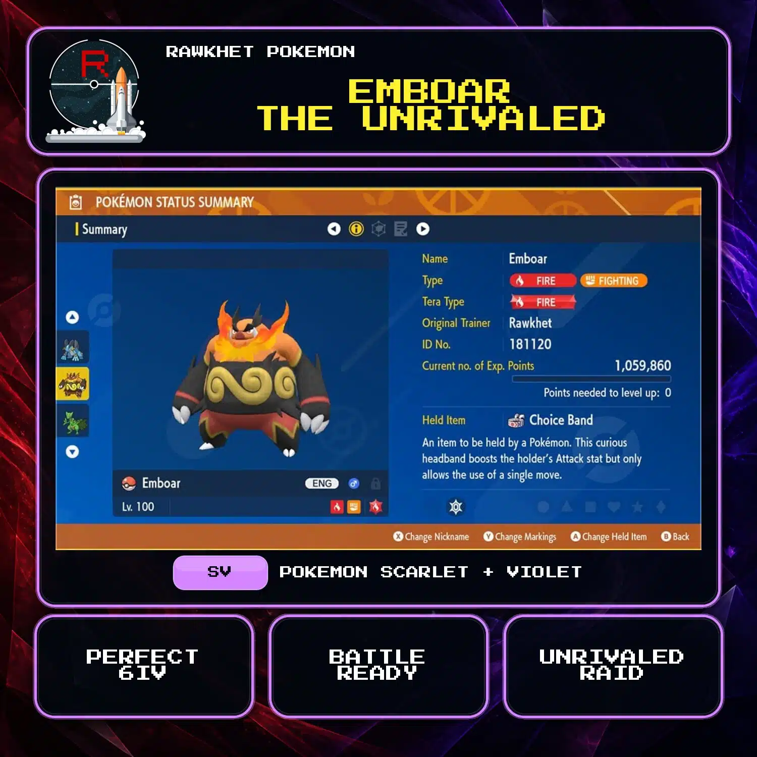 Emboar the Unrivaled for Pokemon Scarlet and Violet Emboar the Unrivaled for Pokemon Scarlet and Violet.