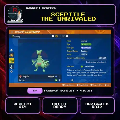 Sceptile the Unrivaled for Pokemon Scarlet and Violet.