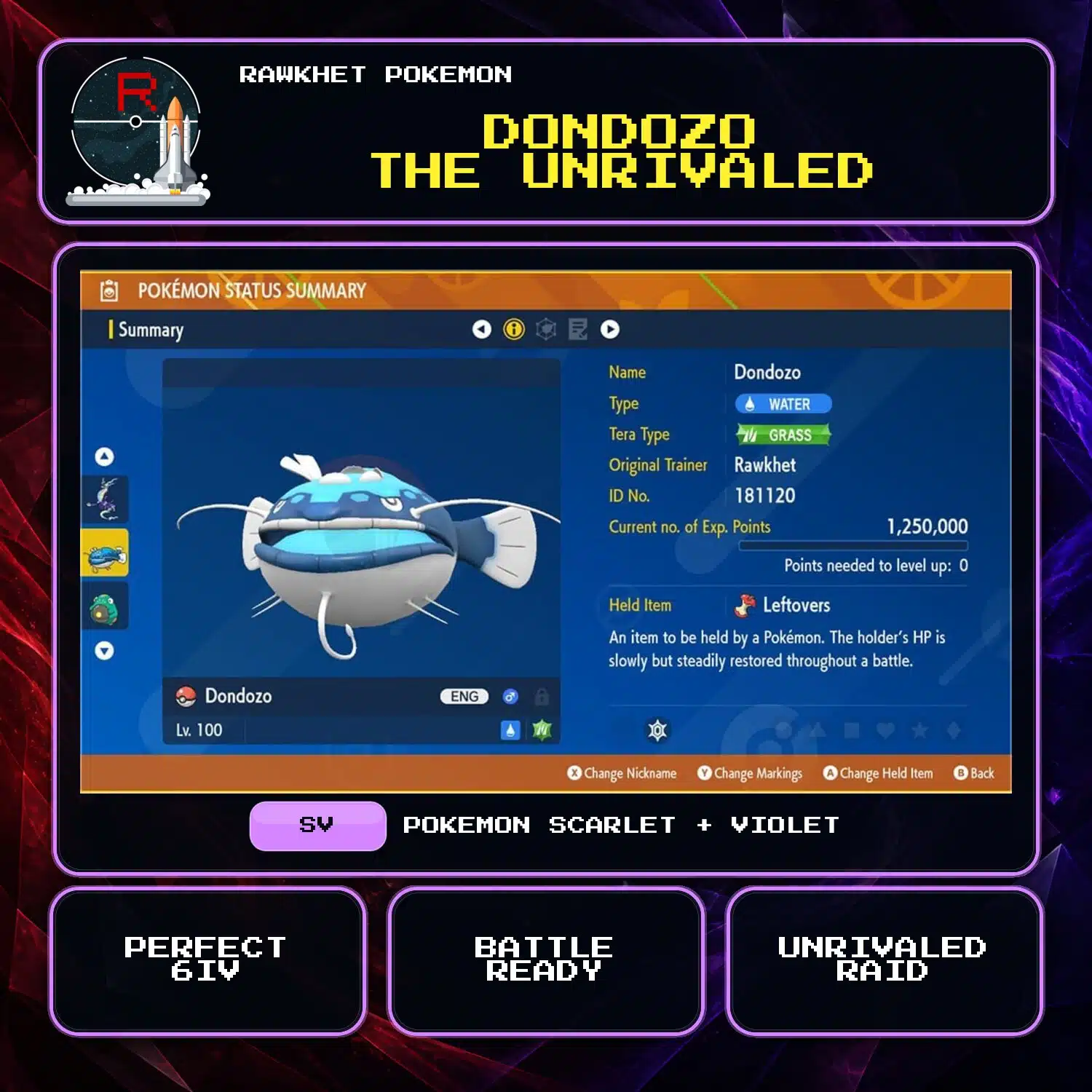 Dondozo the Unrivaled for Pokemon Scarlet and Violet Dondozo the Unrivaled for Pokemon Scarlet and Violet.