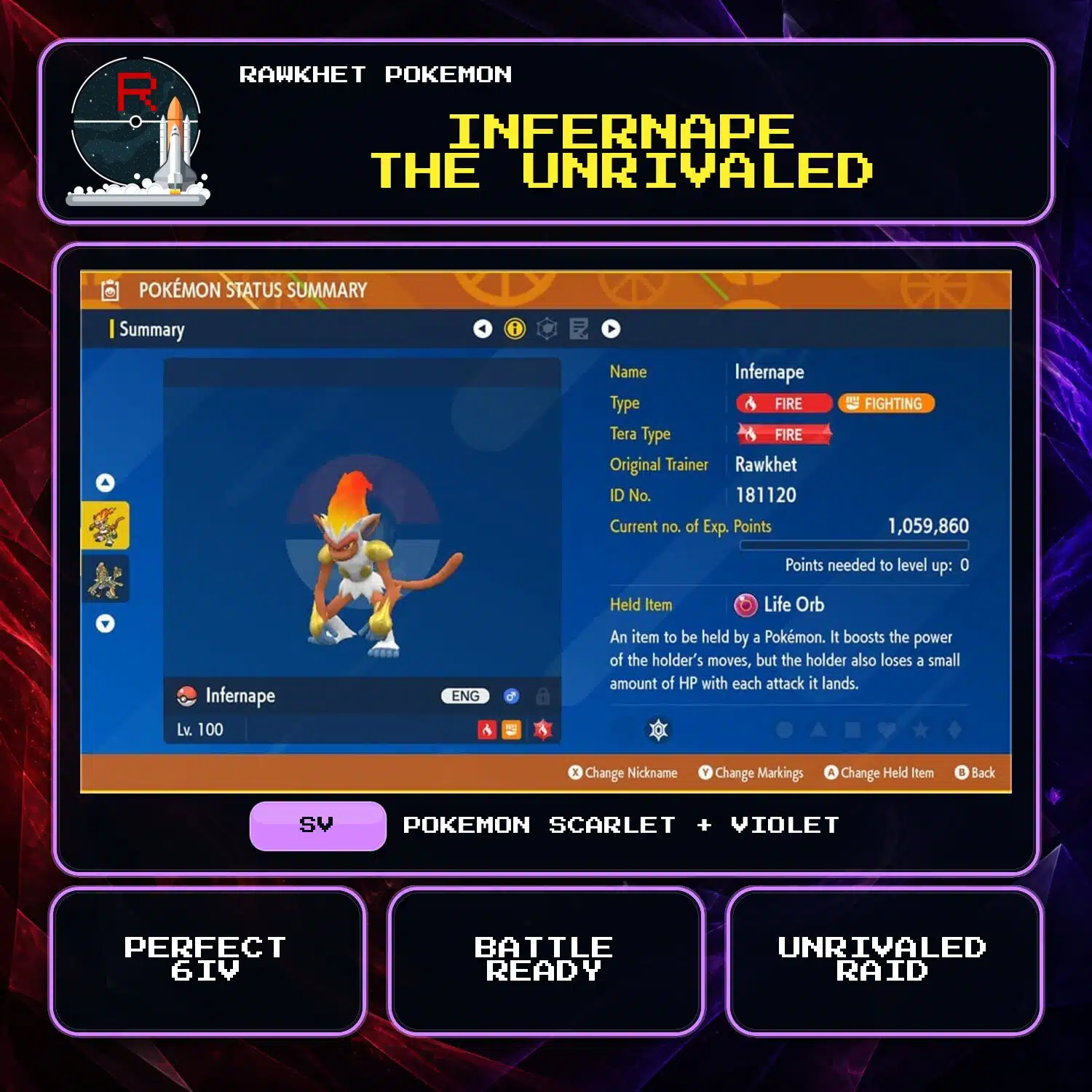 Infernape the Unrivaled for Pokemon Scarlet and Violet Infernape the Unrivaled for Pokemon Scarlet and Violet.