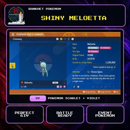 Shiny Meloetta for Pokemon Scarlet and Violet.