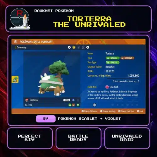 Torterra the Unrivaled for Pokemon Scarlet and Violet.