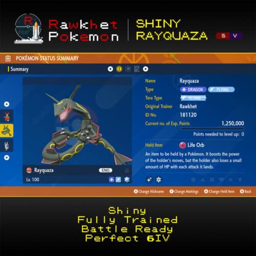SV Shiny Rayquaza - Summary