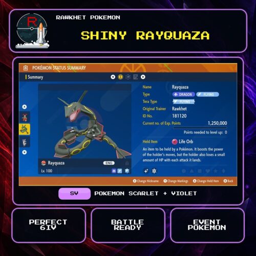 Shiny Rayquaza for Pokemon Scarlet and Violet.