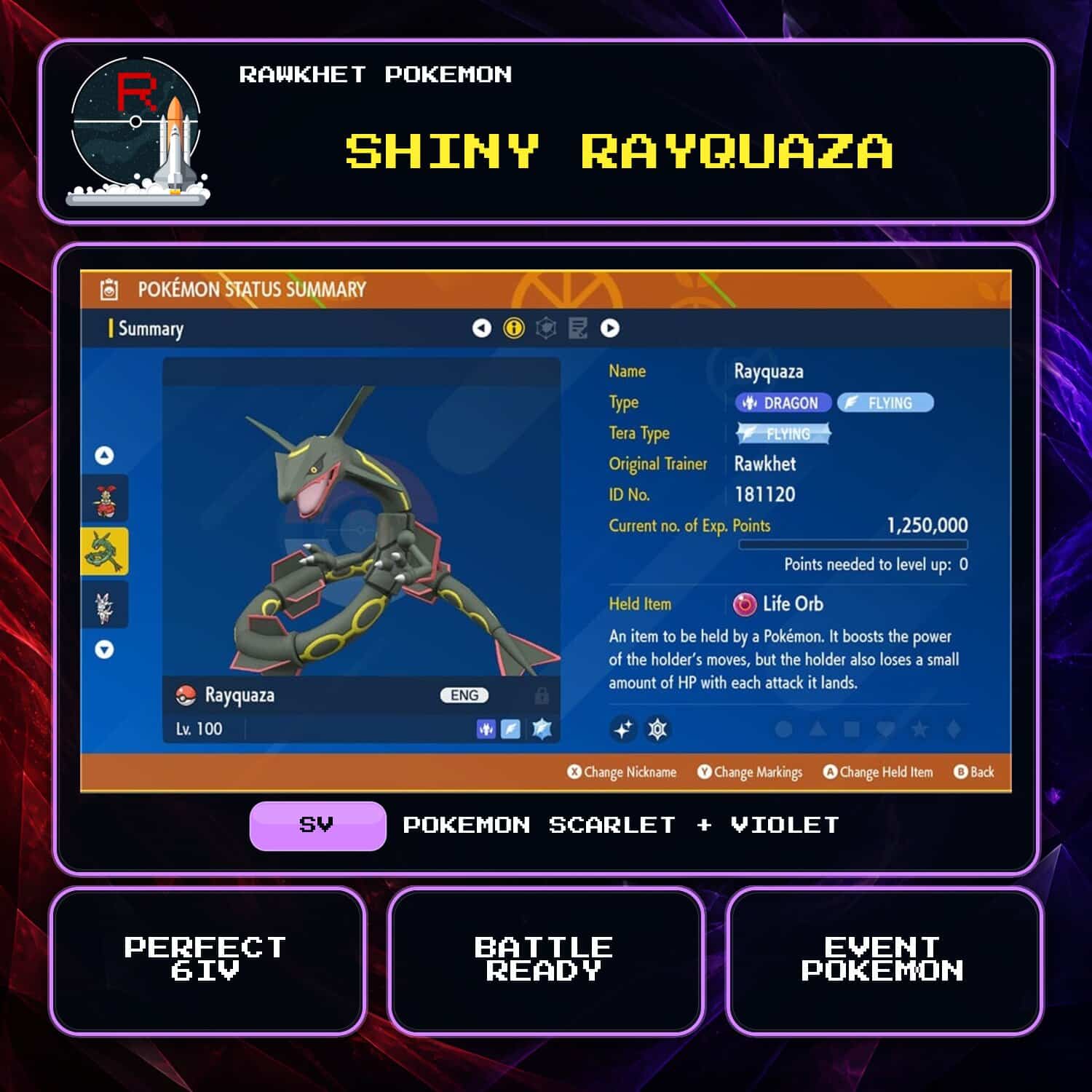 Shiny Rayquaza for Pokemon Scarlet and Violet Shiny Rayquaza for Pokemon Scarlet and Violet.