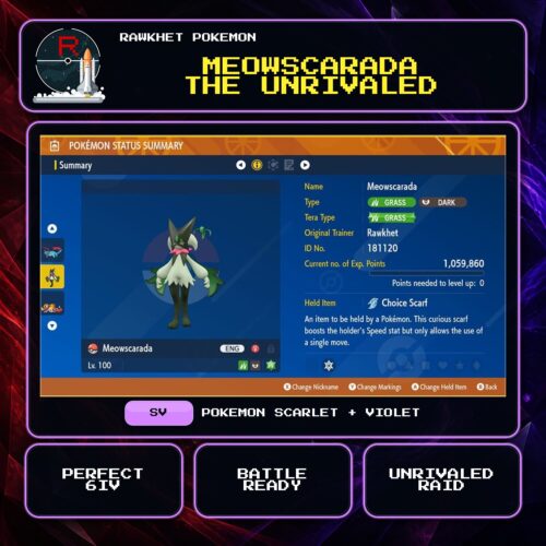 Meowscarada the Unrivaled for Pokemon Scarlet and Violet.