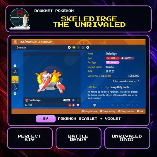 Skeledirge the Unrivaled for Pokemon Scarlet and Violet.