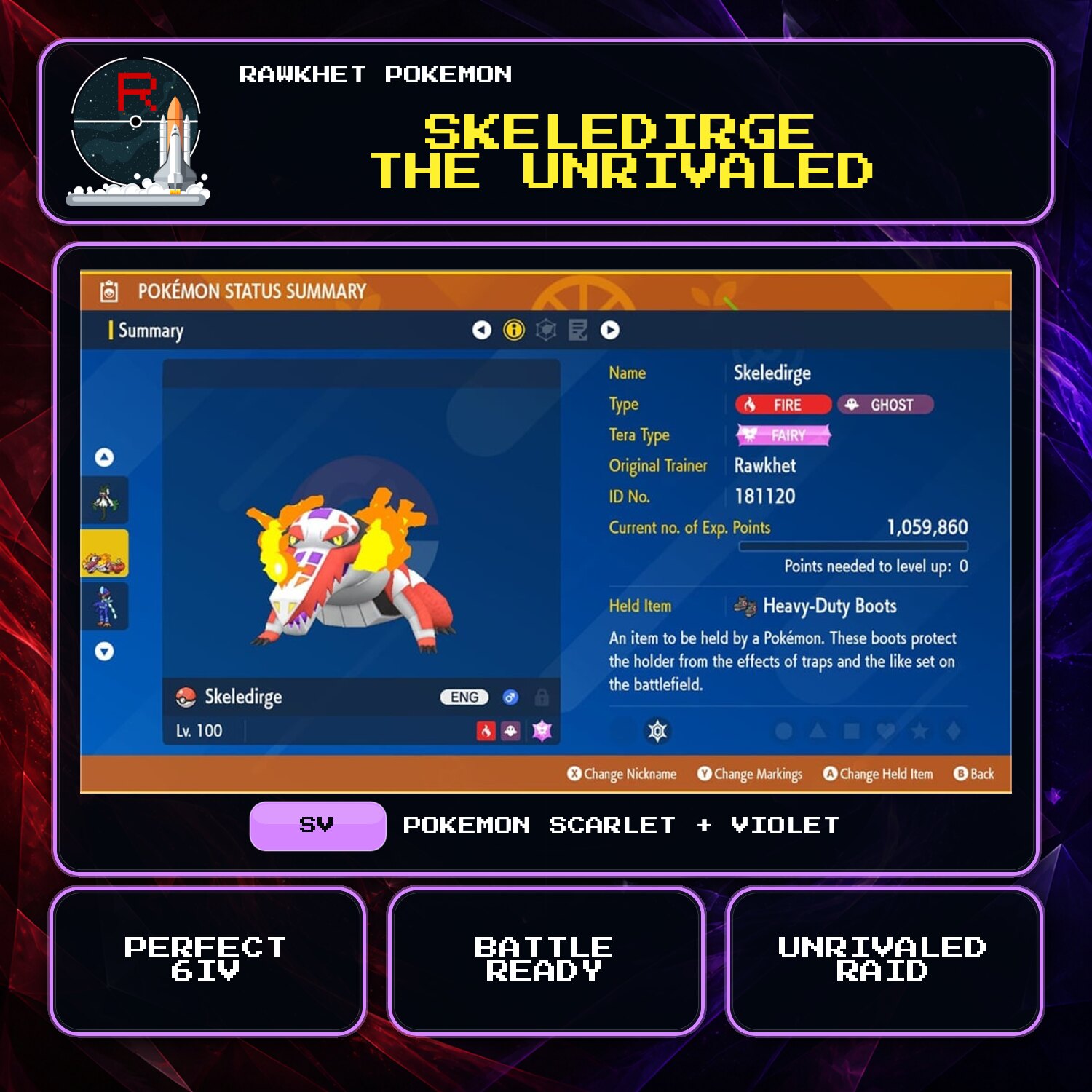 Skeledirge the Unrivaled for Pokemon Scarlet and Violet Skeledirge the Unrivaled for Pokemon Scarlet and Violet.