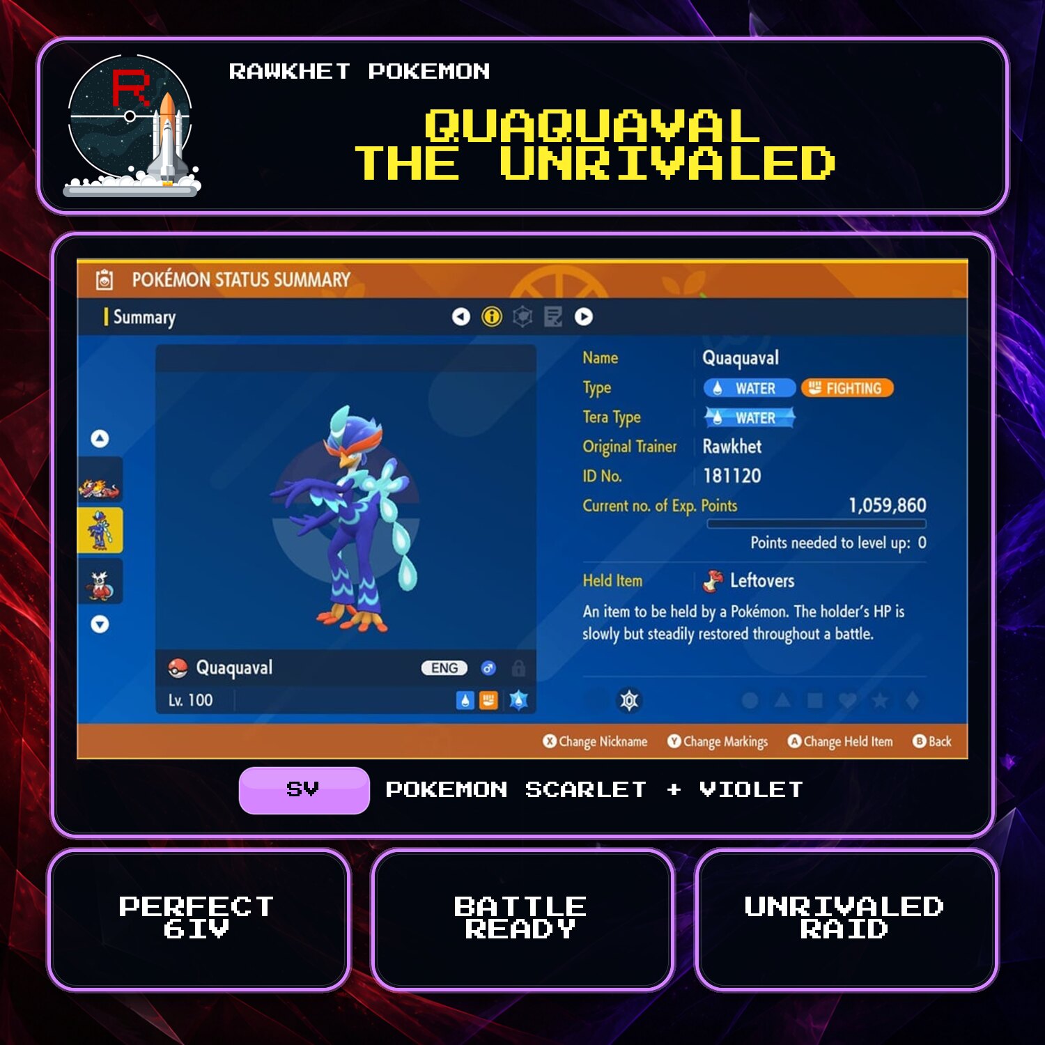 Quaquaval the Unrivaled for Pokemon Scarlet and Violet Quaquaval the Unrivaled for Pokemon Scarlet and Violet.