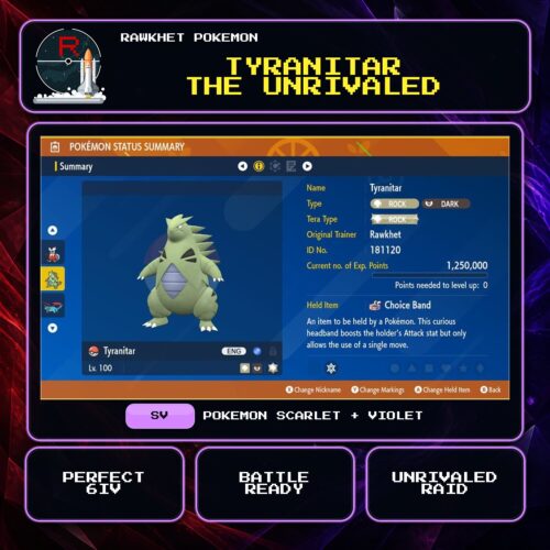 Tyranitar the Unrivaled for Pokemon Scarlet and Violet.