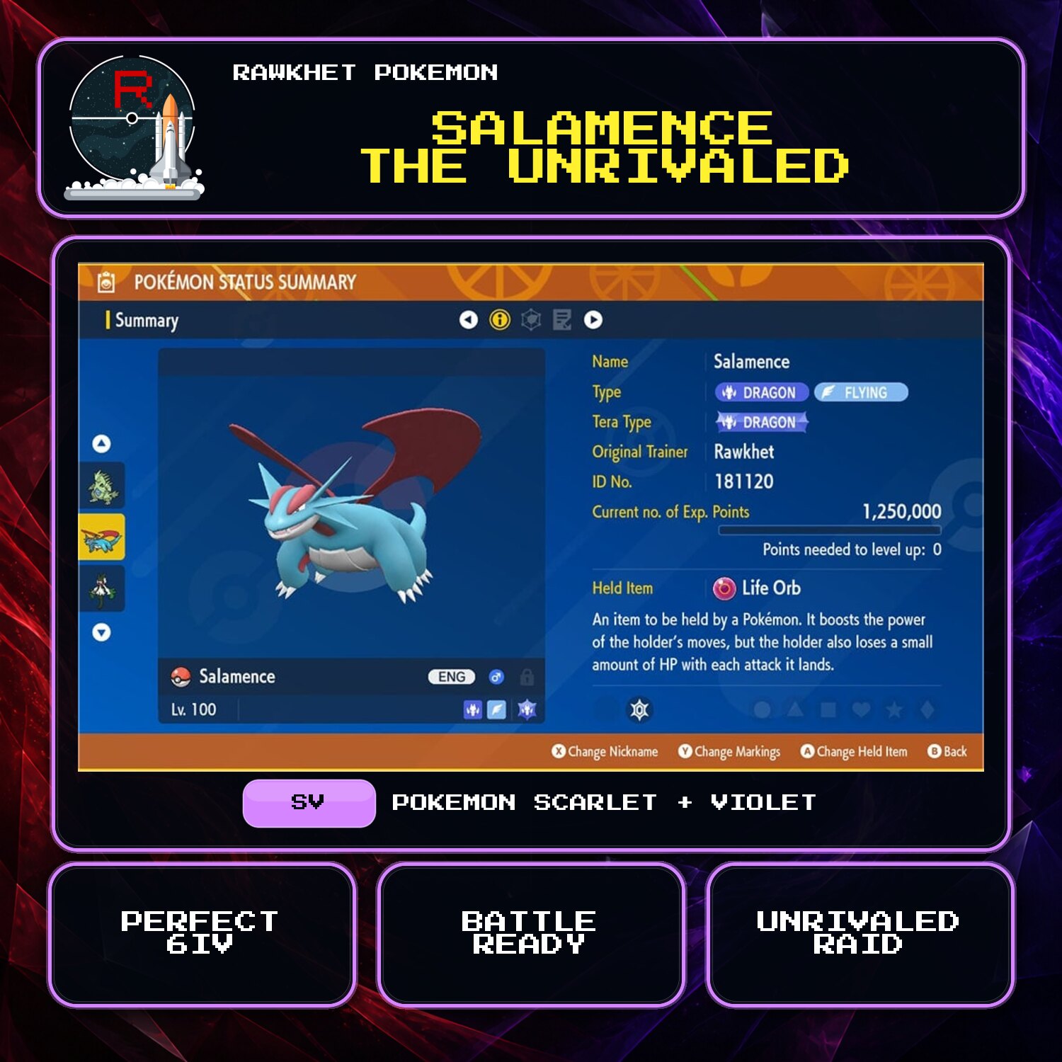 Salamence the Unrivaled for Pokemon Scarlet and Violet Salamence the Unrivaled for Pokemon Scarlet and Violet.