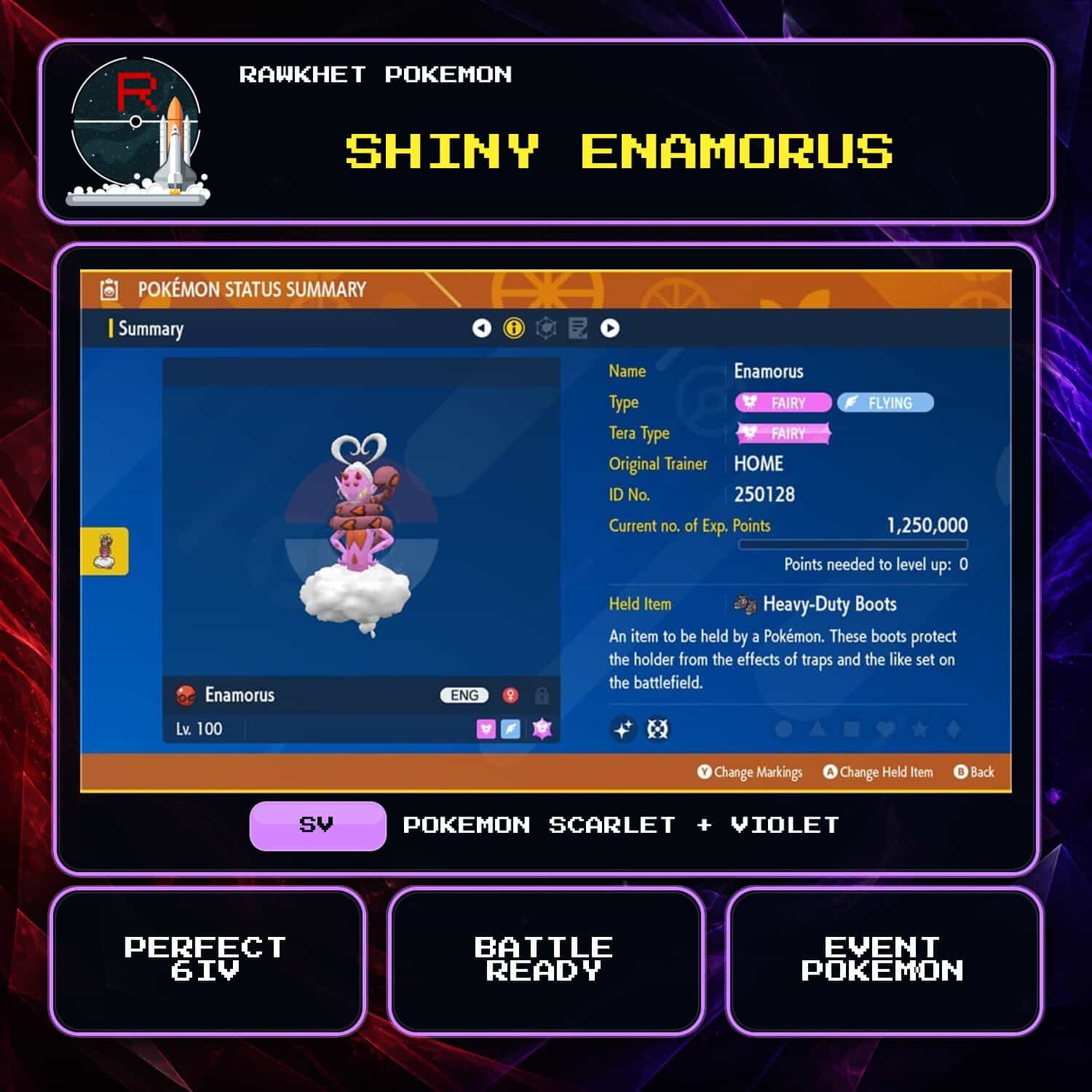 Shiny Enamorus for Pokemon Scarlet and Violet Shiny Enamorus for Pokemon Scarlet and Violet.