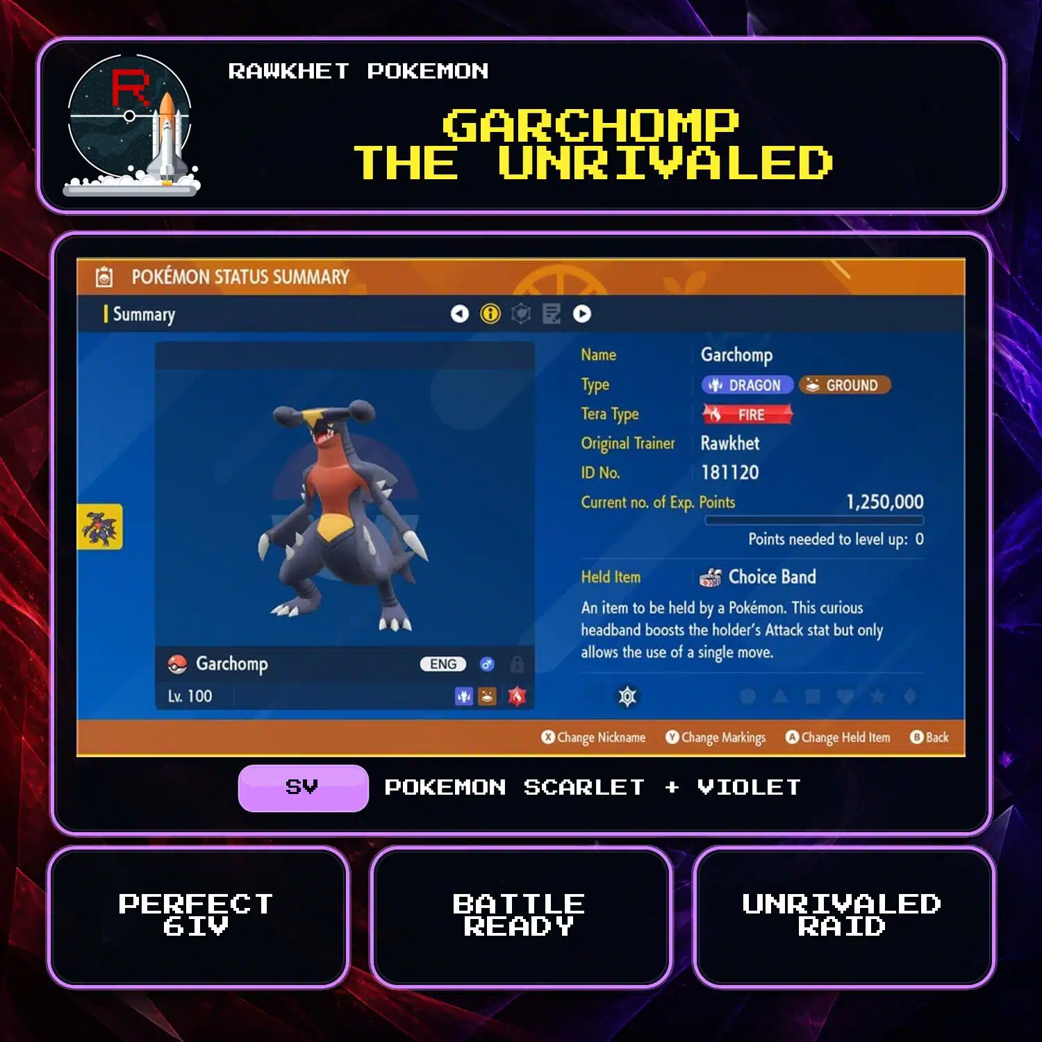 Garchomp the Unrivaled for Pokemon Scarlet and Violet Garchomp the Unrivaled for Pokemon Scarlet and Violet.