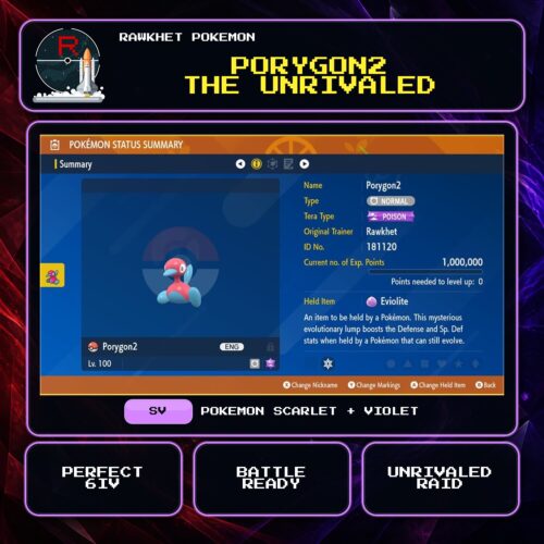 Porygon2 the Unrivaled for Pokemon Scarlet and Violet.