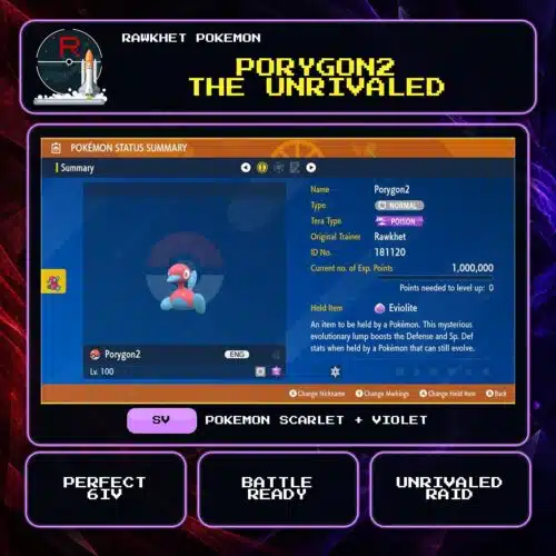 Porygon2 the Unrivaled for Pokemon Scarlet and Violet.