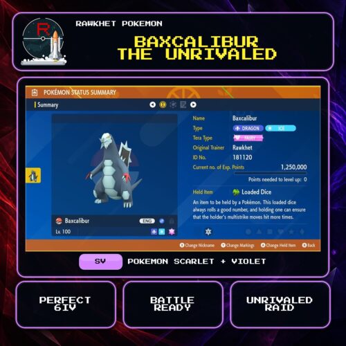 Baxcalibur the Unrivaled for Pokemon Scarlet and Violet.