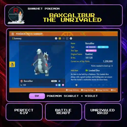Baxcalibur the Unrivaled for Pokemon Scarlet and Violet.