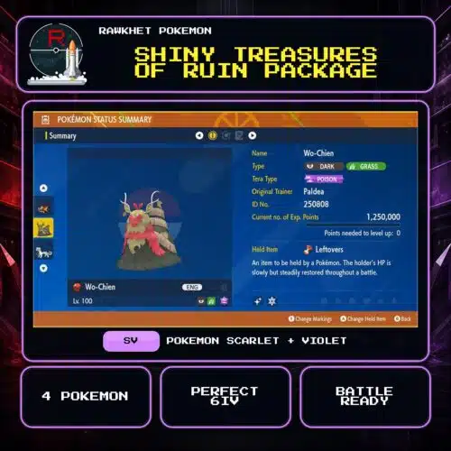 Shiny Treasures of Ruin Package for Pokemon Scarlet and Violet.