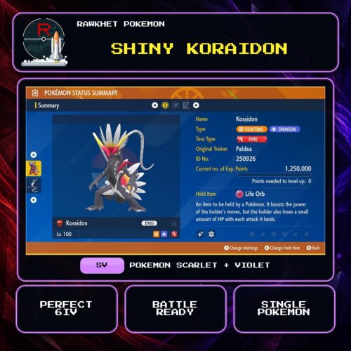 Shiny Koraidon for Pokemon Scarlet and Violet.