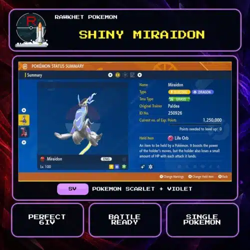 Shiny Miraidon for Pokemon Scarlet and Violet.